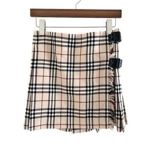 Burberry Classic Nova Check Pleated Wrap Kilt Mini Skirt Lily Rose Depp